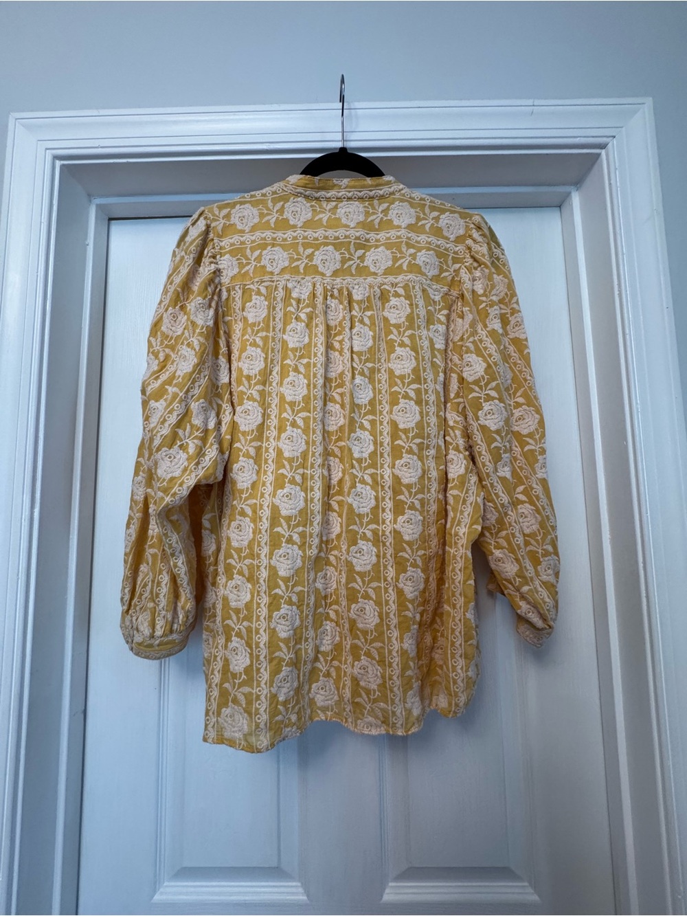 Pilcro by Anthropologie Yellow Embroidered Cotton Button Front Blouse XL - Picture 2 of 11